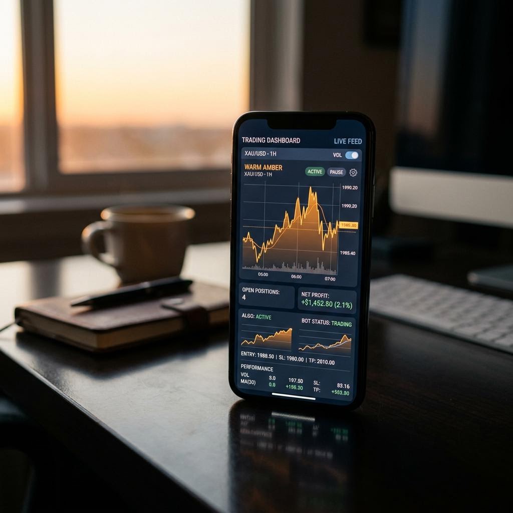 Tableau de bord de trading elidoro sur mobile